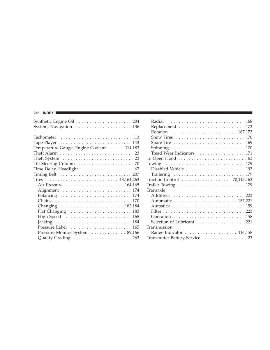 Chrysler 300M owners manual / page 276