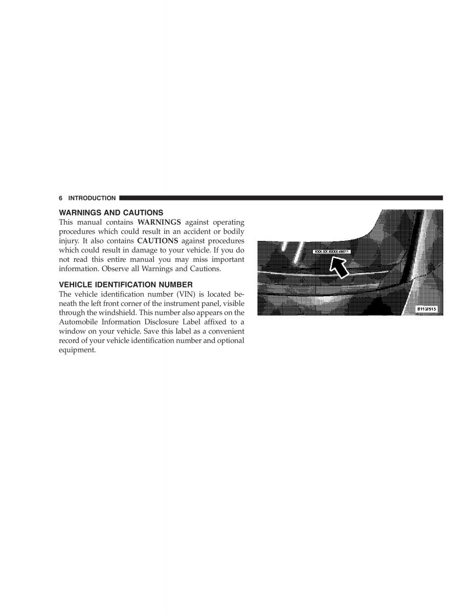Chrysler Crossfire owners manual / page 6