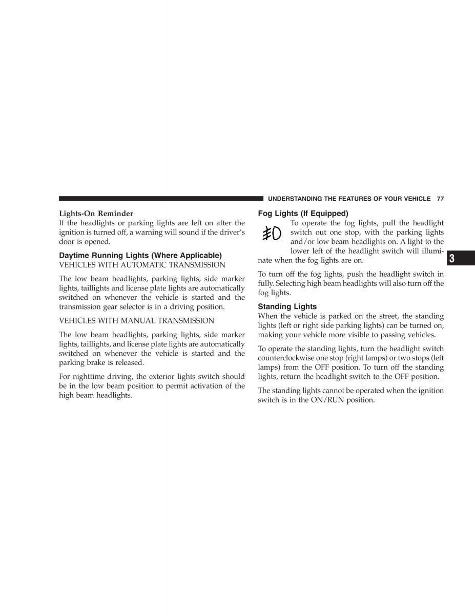 Chrysler Crossfire owners manual / page 77