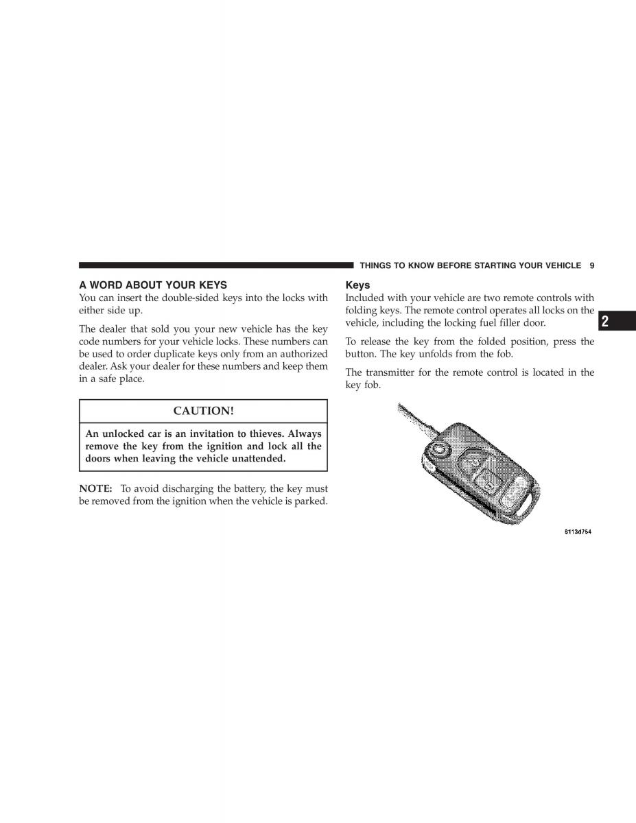Chrysler Crossfire owners manual / page 9