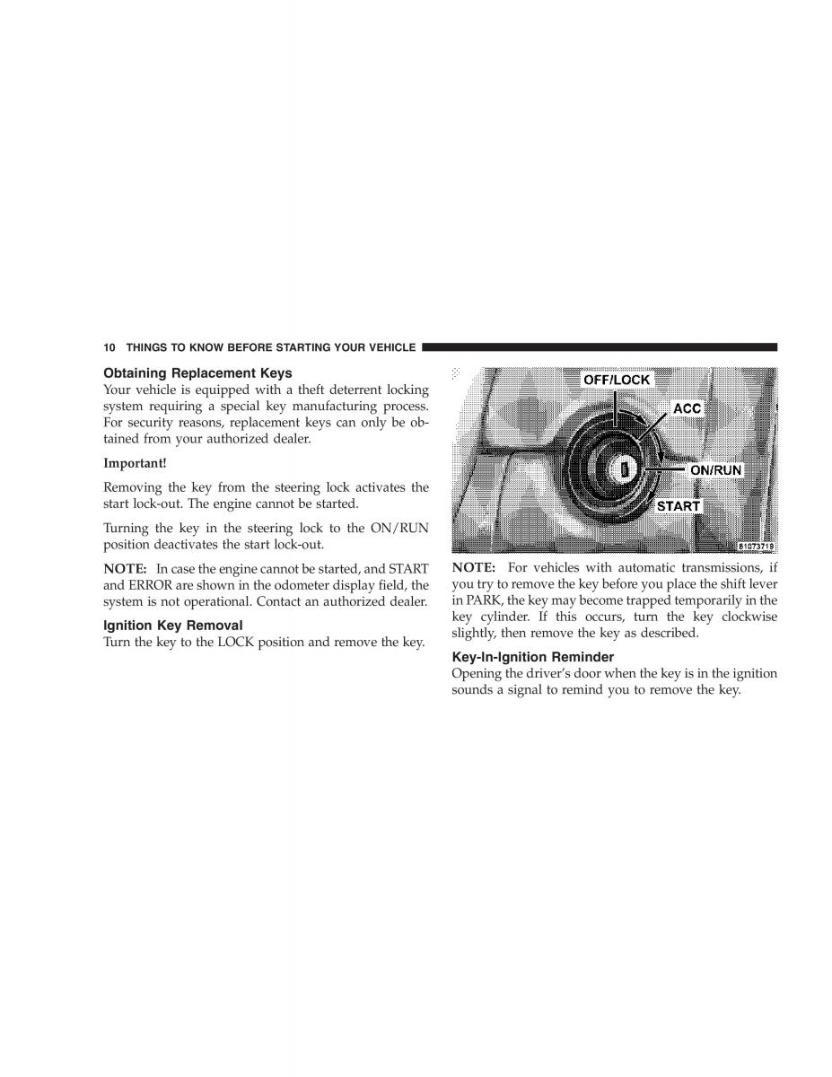 Chrysler Crossfire owners manual / page 10