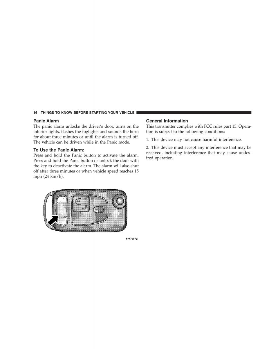 Chrysler Crossfire owners manual / page 16