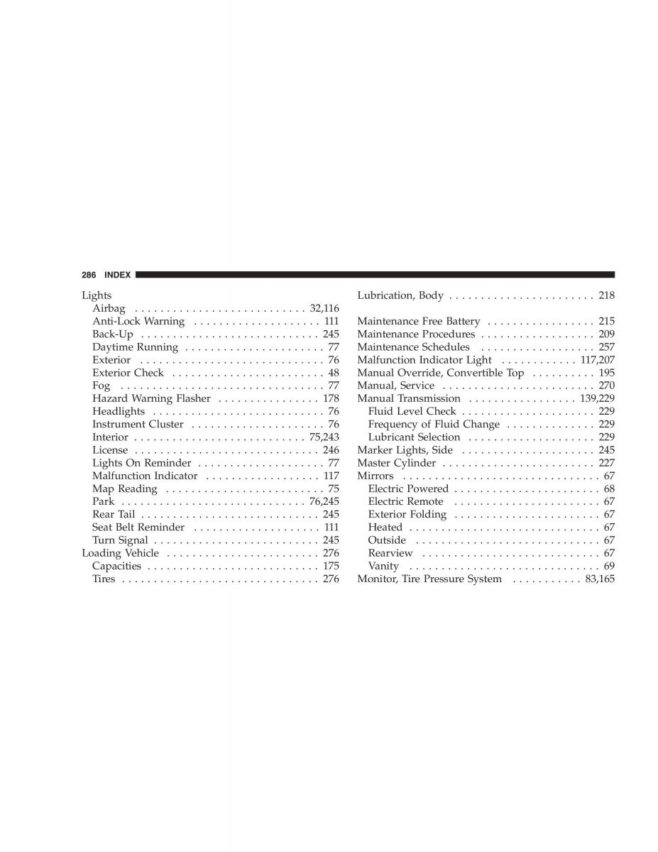 Chrysler Crossfire owners manual / page 286