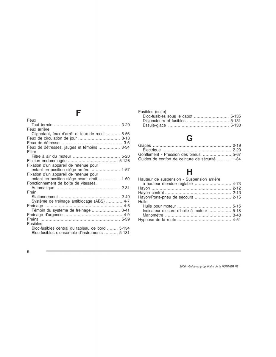 Hummer H2 manuel du proprietaire / page 579