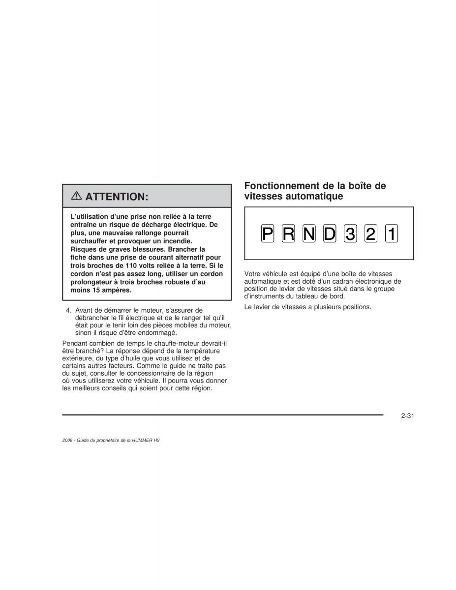 Hummer H2 manuel du proprietaire / page 116