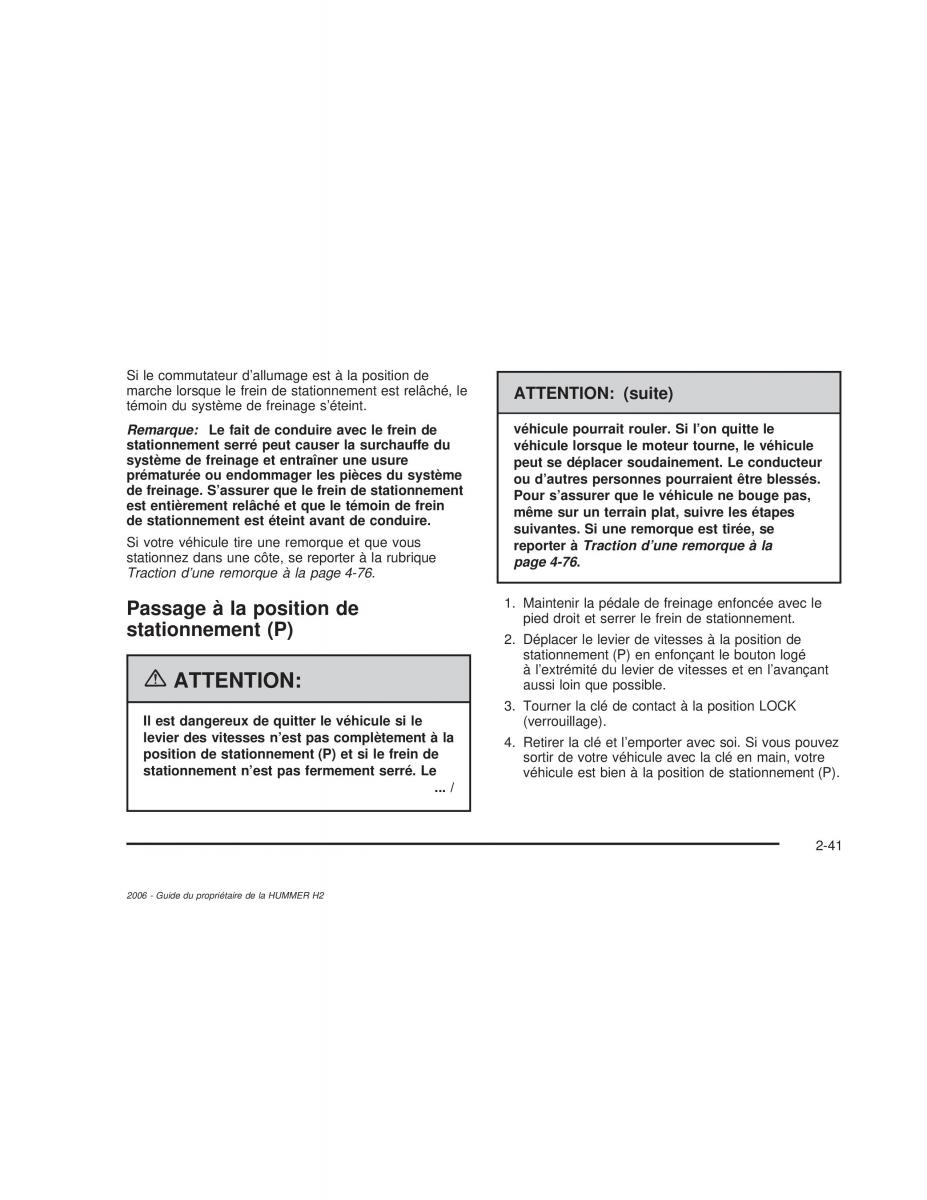 Hummer H2 manuel du proprietaire / page 126