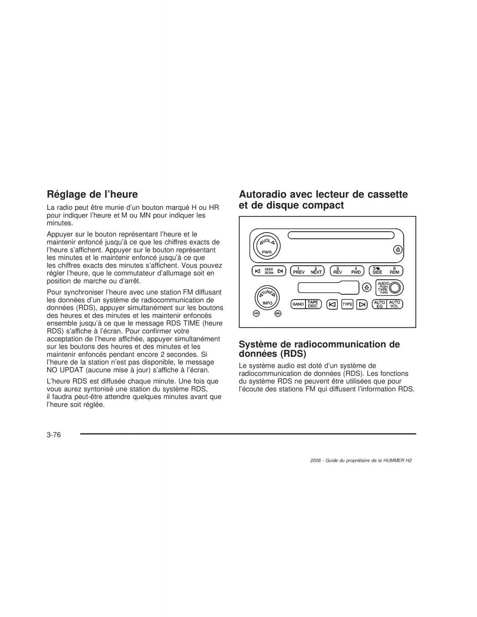 Hummer H2 manuel du proprietaire / page 237