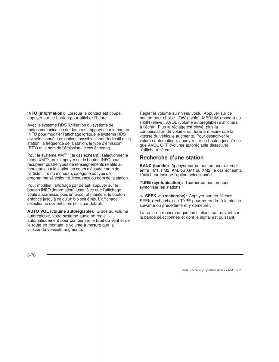 Hummer H2 manuel du proprietaire / page 239
