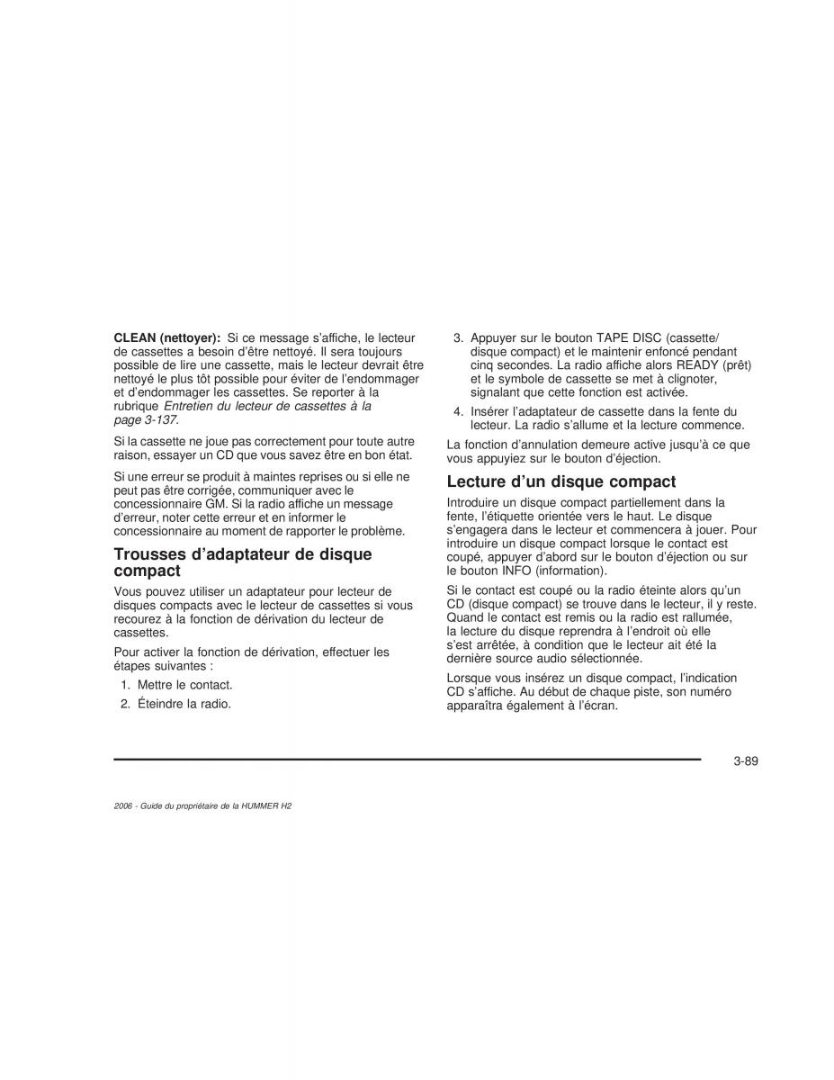 Hummer H2 manuel du proprietaire / page 250