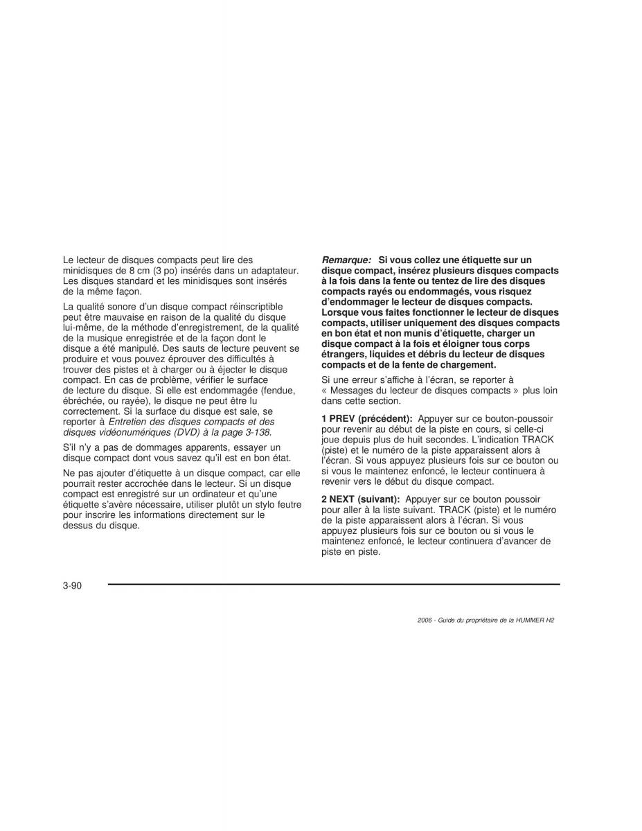 Hummer H2 manuel du proprietaire / page 251