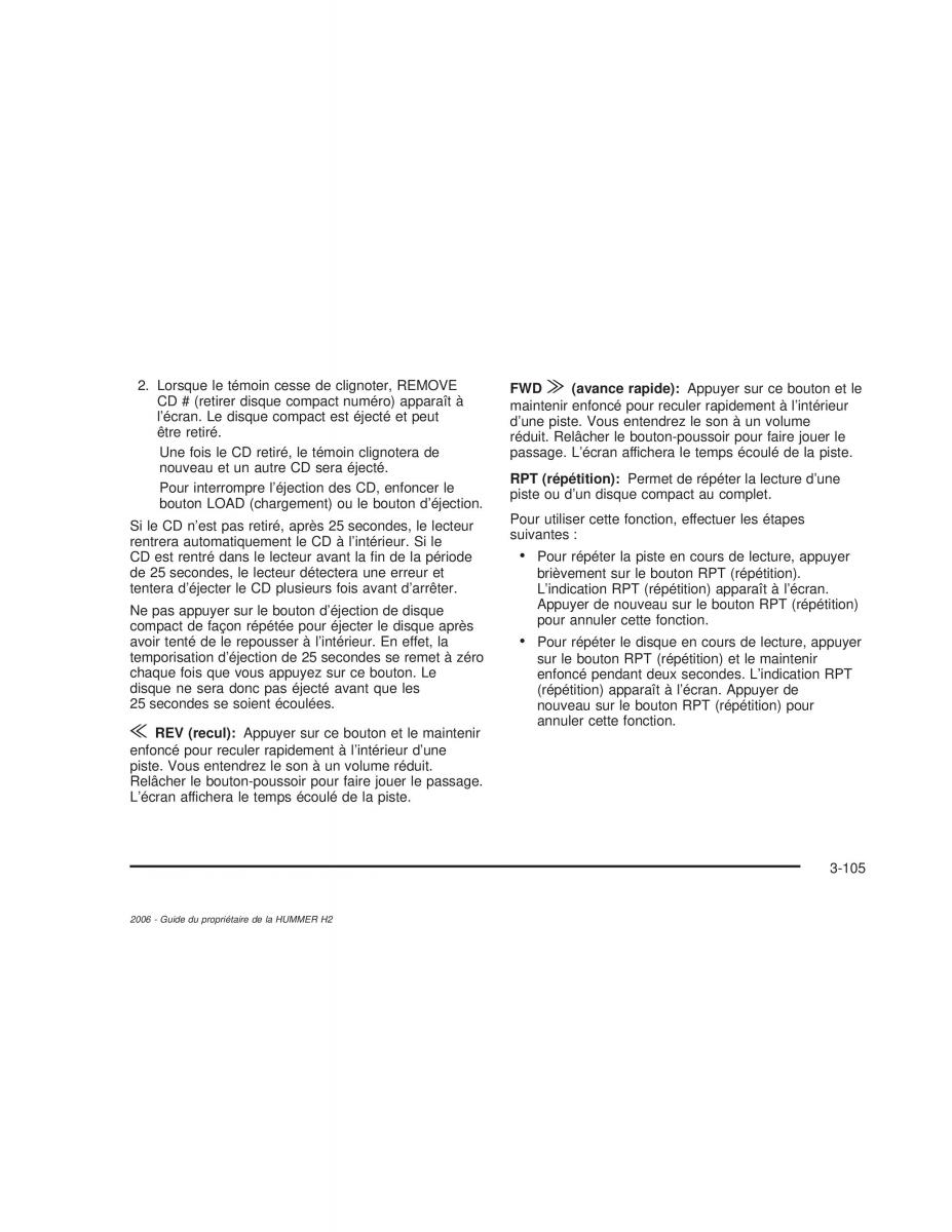 Hummer H2 manuel du proprietaire / page 266