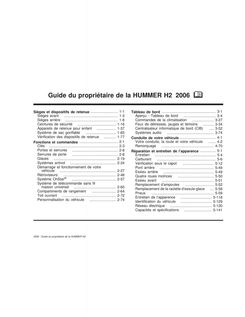 manual  Hummer H2 manuel du proprietaire / page 2