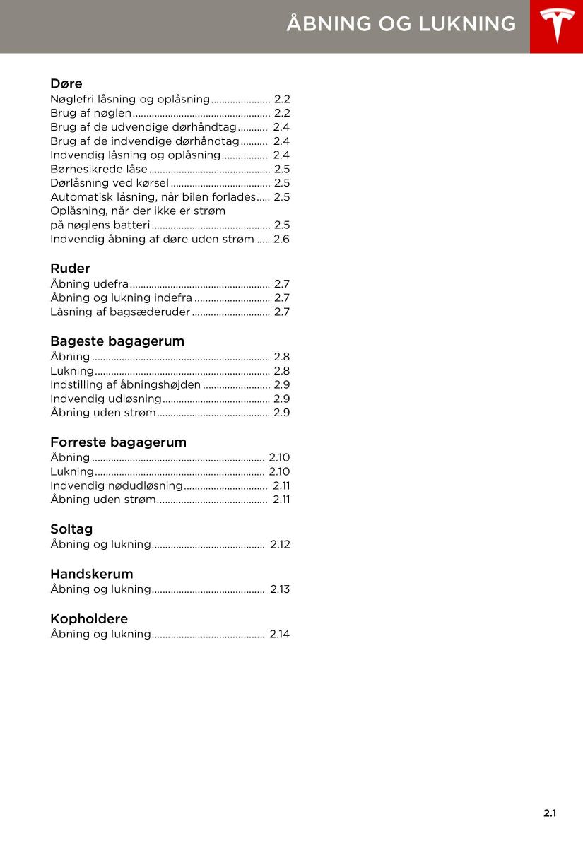 manual  Tesla S Bilens instruktionsbog / page 9