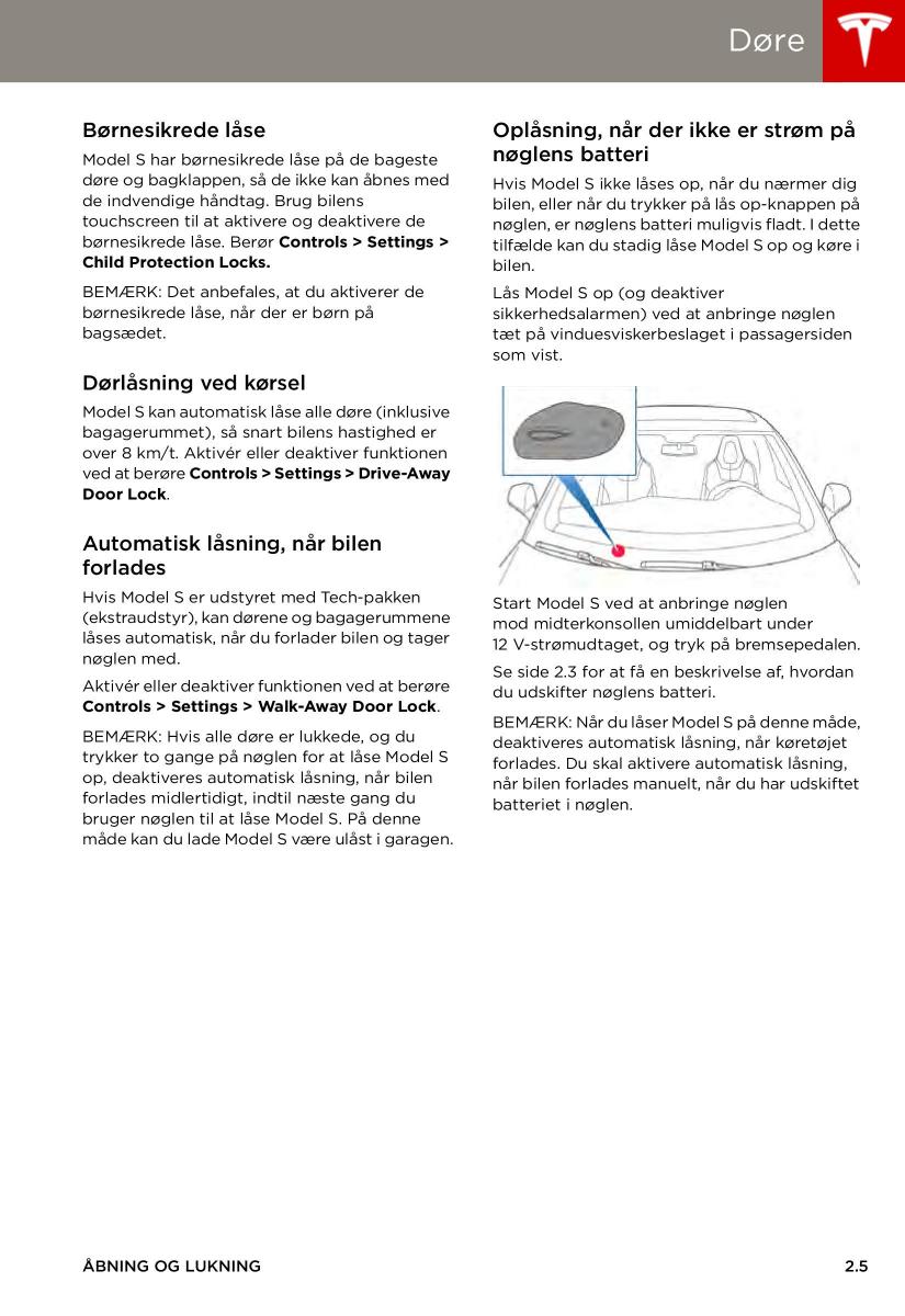 manual  Tesla S Bilens instruktionsbog / page 13