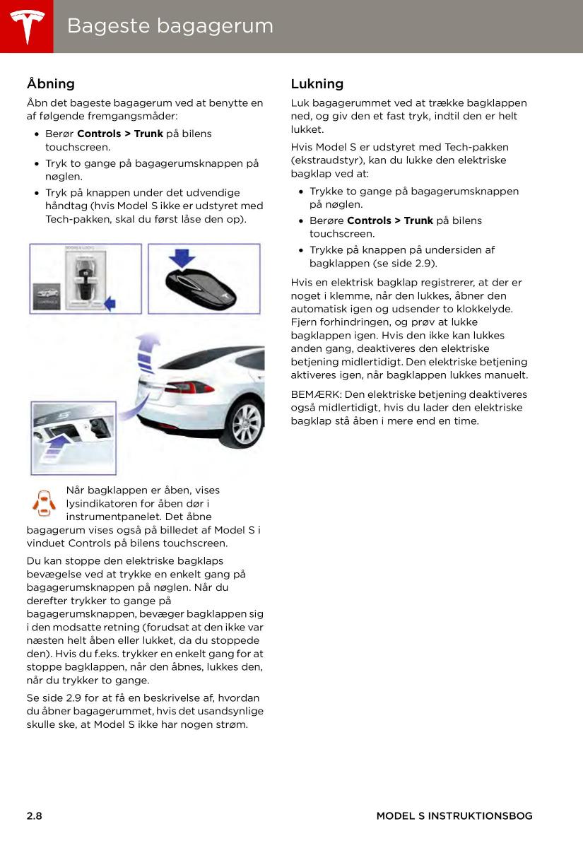 Tesla S Bilens instruktionsbog / page 16