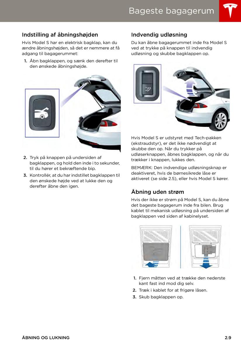 Tesla S Bilens instruktionsbog / page 17