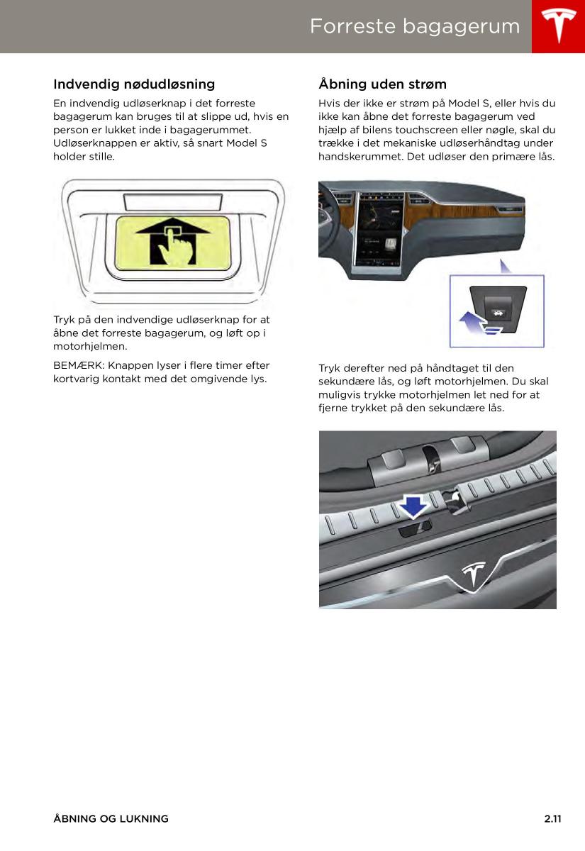 Tesla S Bilens instruktionsbog / page 19
