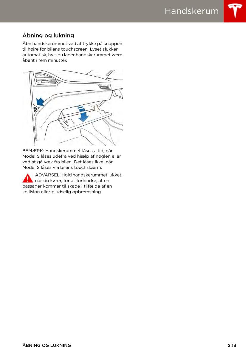 manual  Tesla S Bilens instruktionsbog / page 21