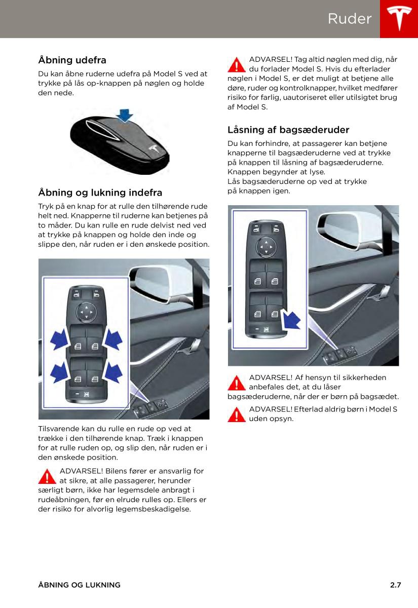 Tesla S Bilens instruktionsbog / page 15
