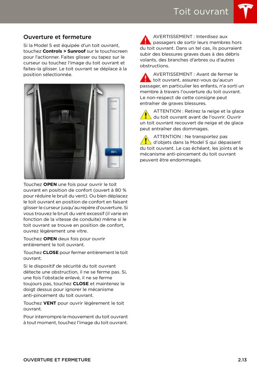 Tesla S manuel du proprietaire / page 21