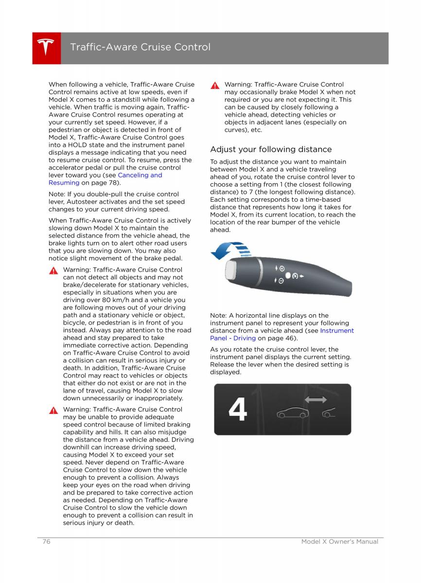 Tesla X owners manual / page 76