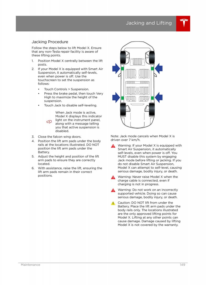 Tesla X owners manual / page 149