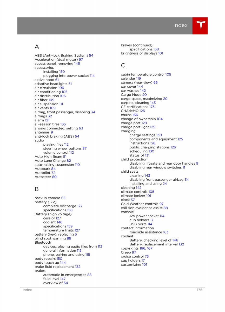 Tesla X owners manual / page 175