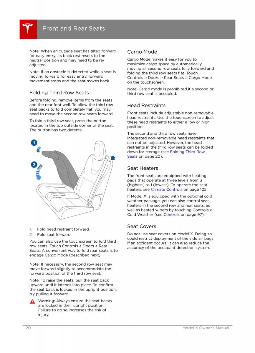 Tesla X owners manual / page 20