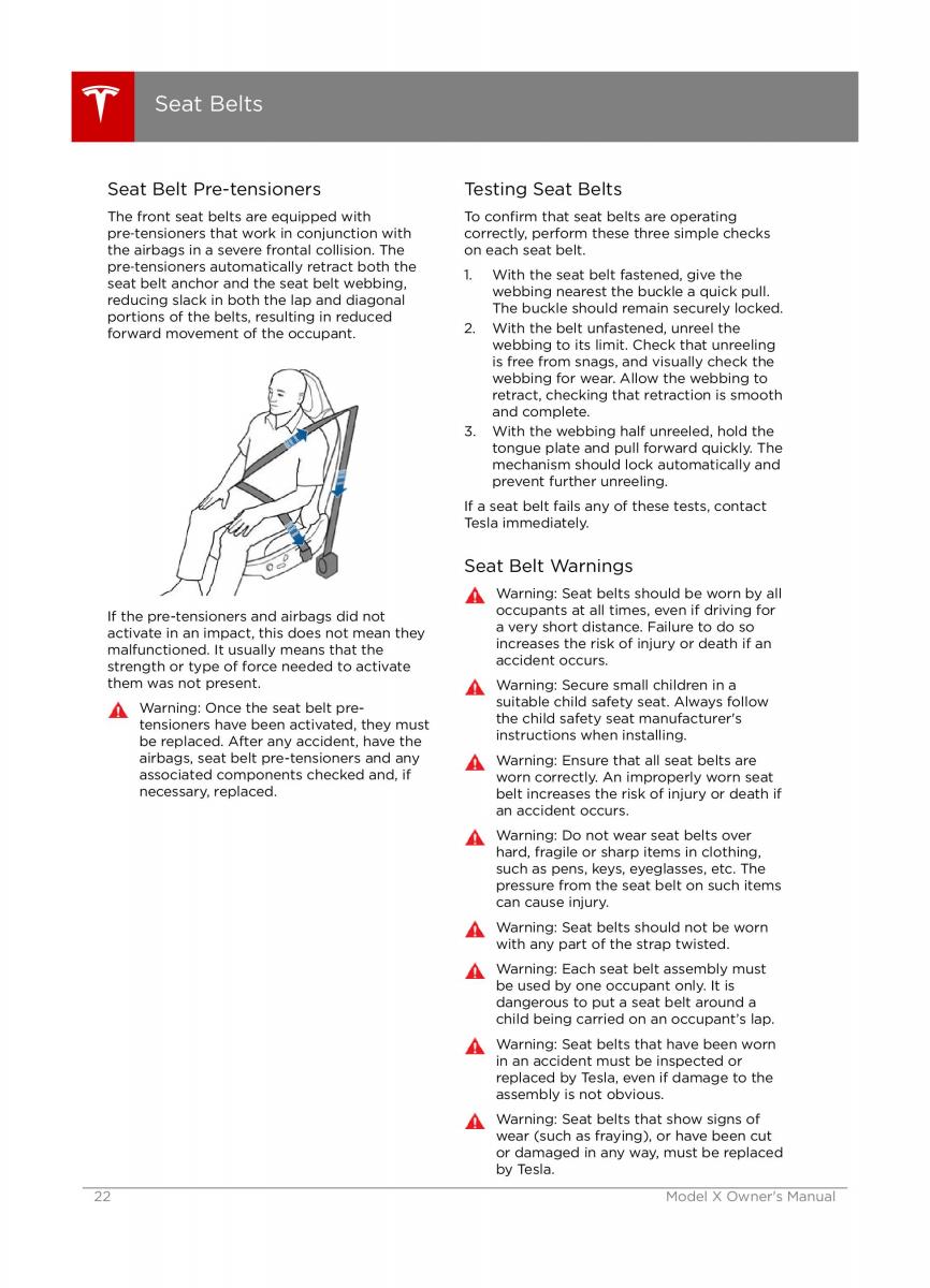 Tesla X owners manual / page 22