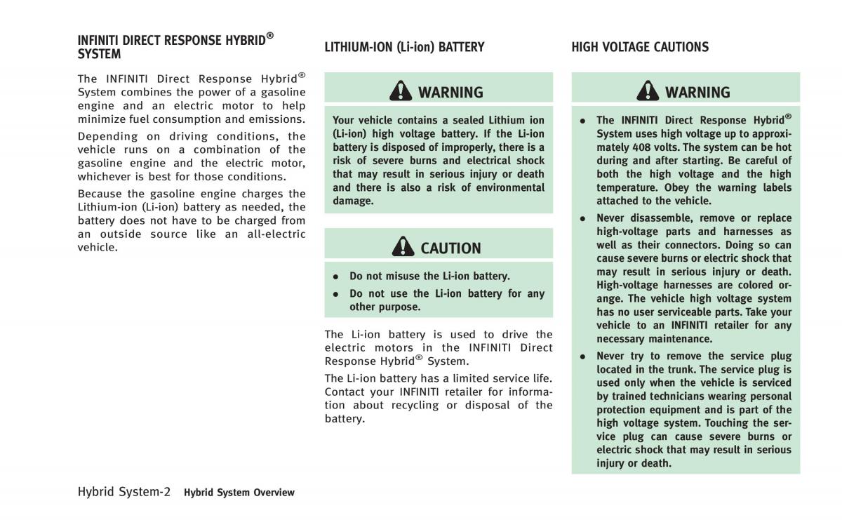 manual  Infiniti Q50 Hybrid owners manual / page 9