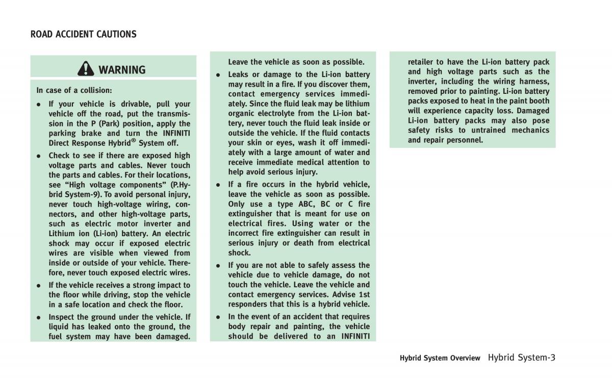 manual  Infiniti Q50 Hybrid owners manual / page 10