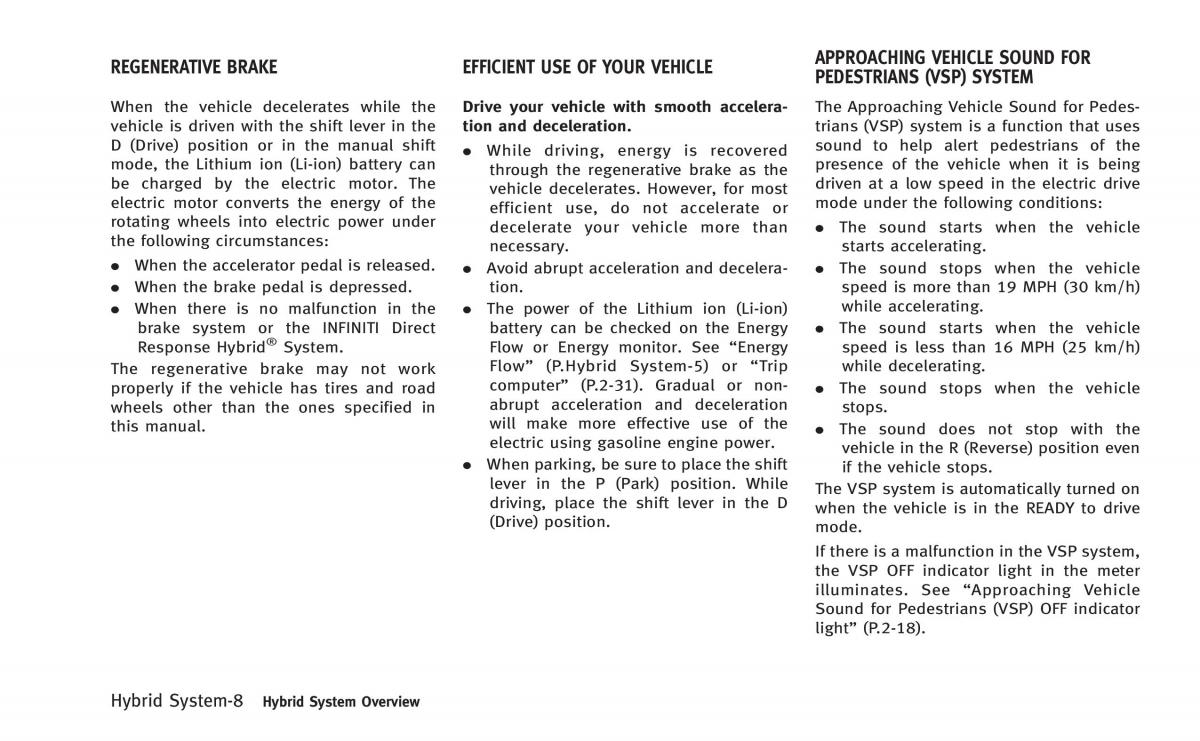 Infiniti Q50 Hybrid owners manual / page 15