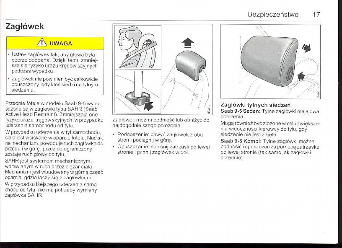 Saab 9 5 I 1 YS3E instrukcja obslugi / page 17