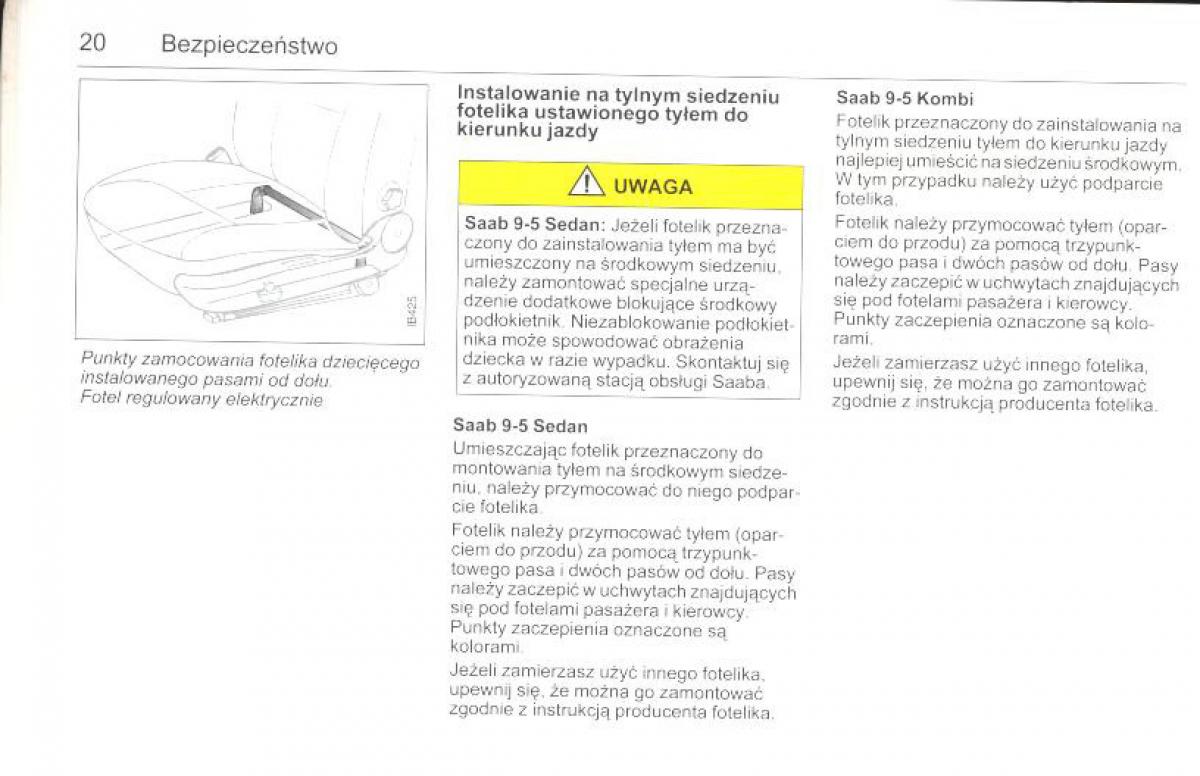 Saab 9 5 I 1 YS3E instrukcja obslugi / page 20