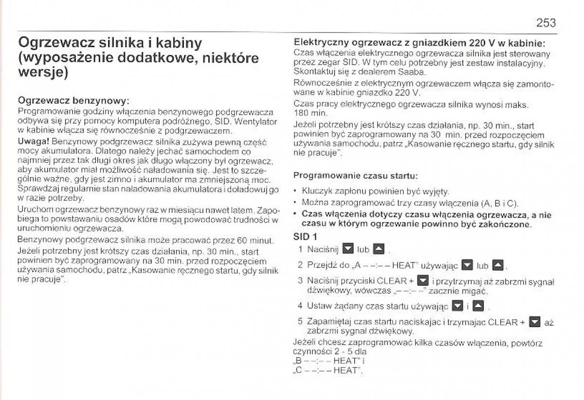 Saab 9 5 I 1 YS3E instrukcja obslugi / page 252