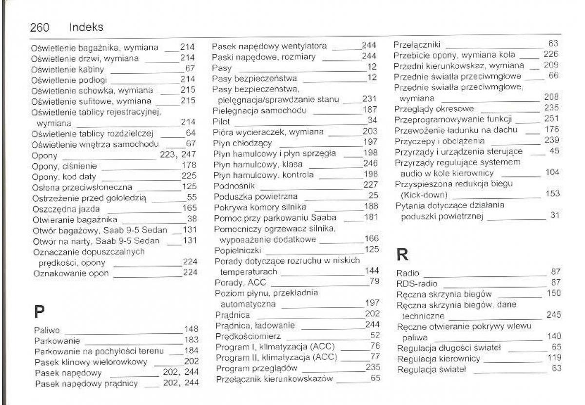 Saab 9 5 I 1 YS3E instrukcja obslugi / page 259