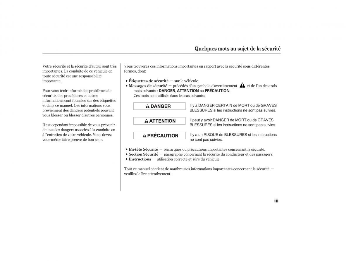Honda CR V III 3 manuel du proprietaire / page 4