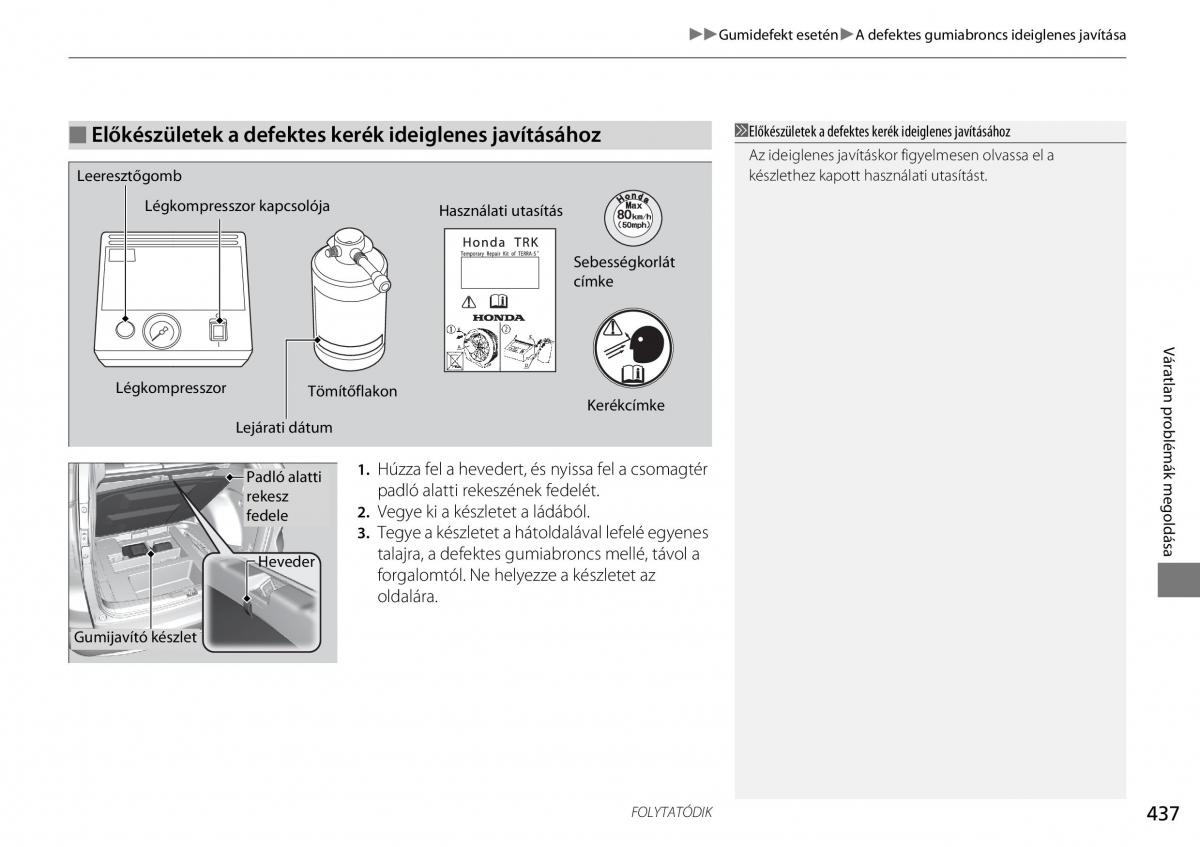 Honda CR V IV 4 Kezelesi utmutato / page 438