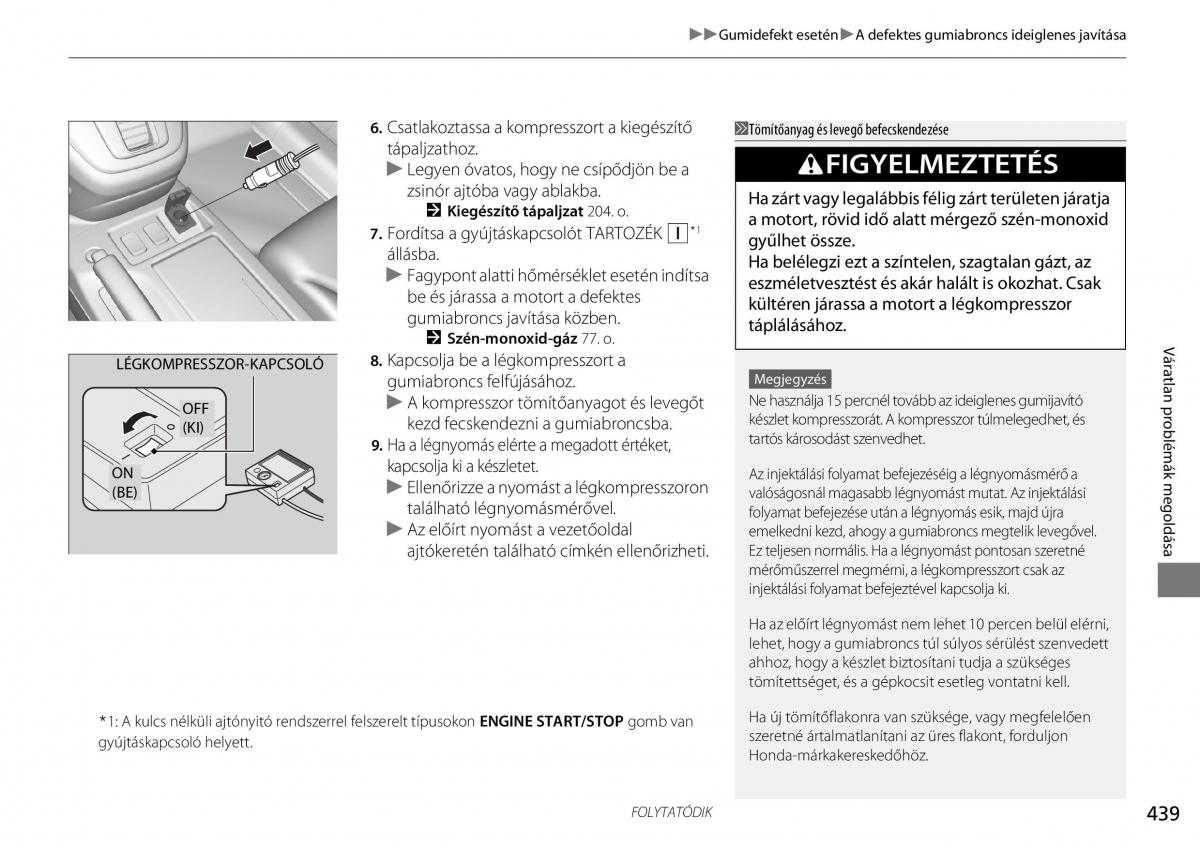 Honda CR V IV 4 Kezelesi utmutato / page 440