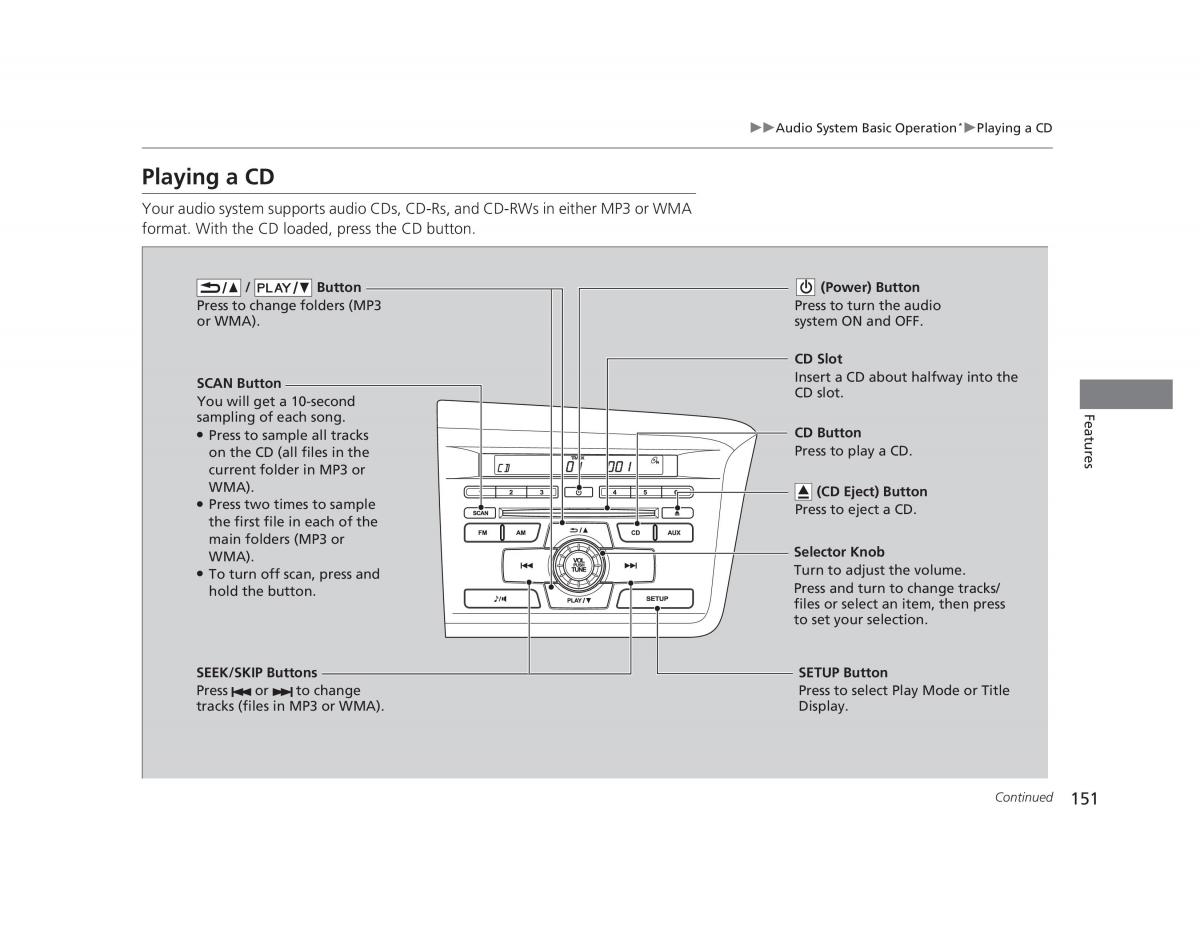 manual  Honda Civic IX 9 owners manual / page 152