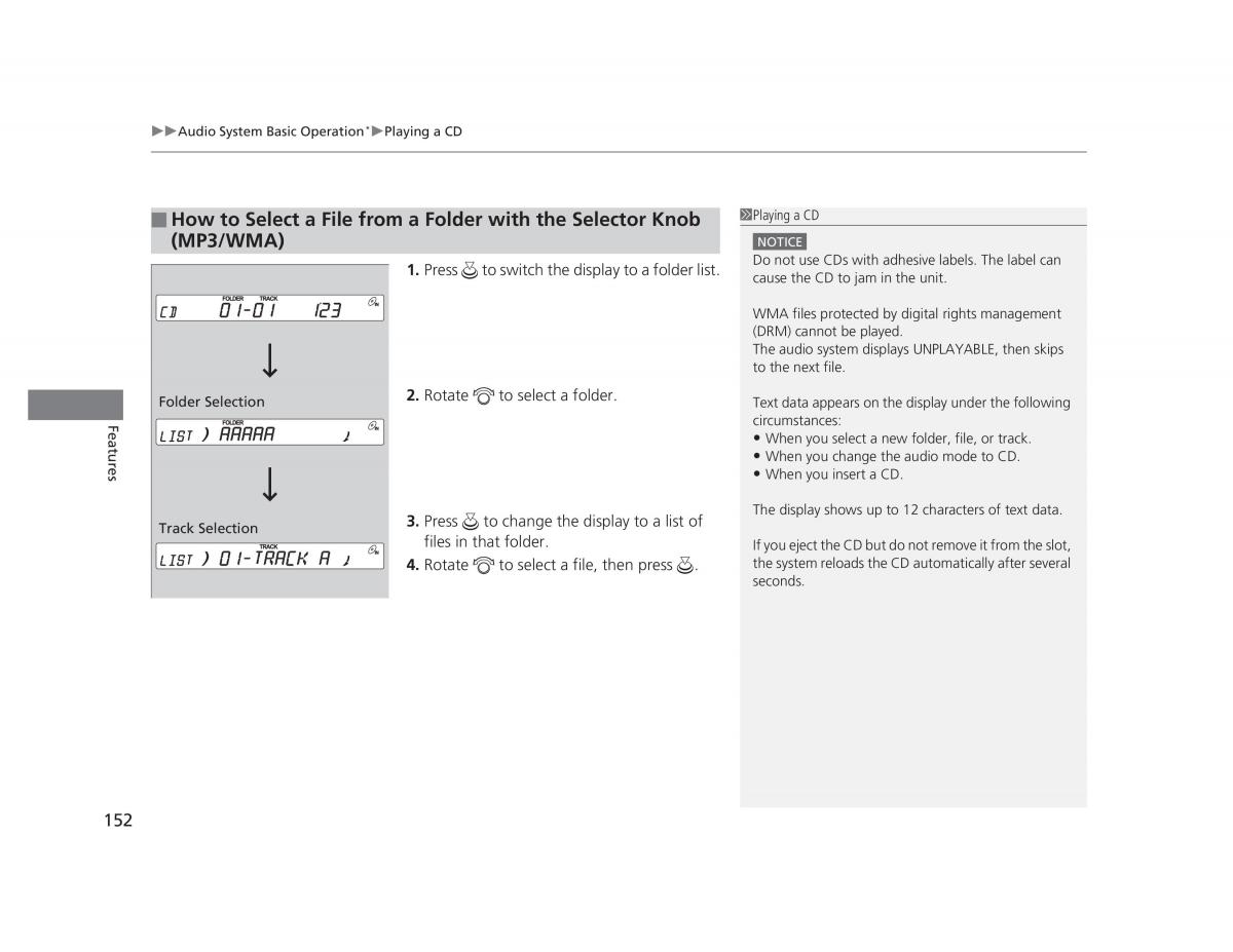 manual  Honda Civic IX 9 owners manual / page 153
