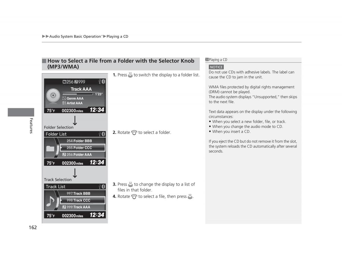 manual  Honda Civic IX 9 owners manual / page 163