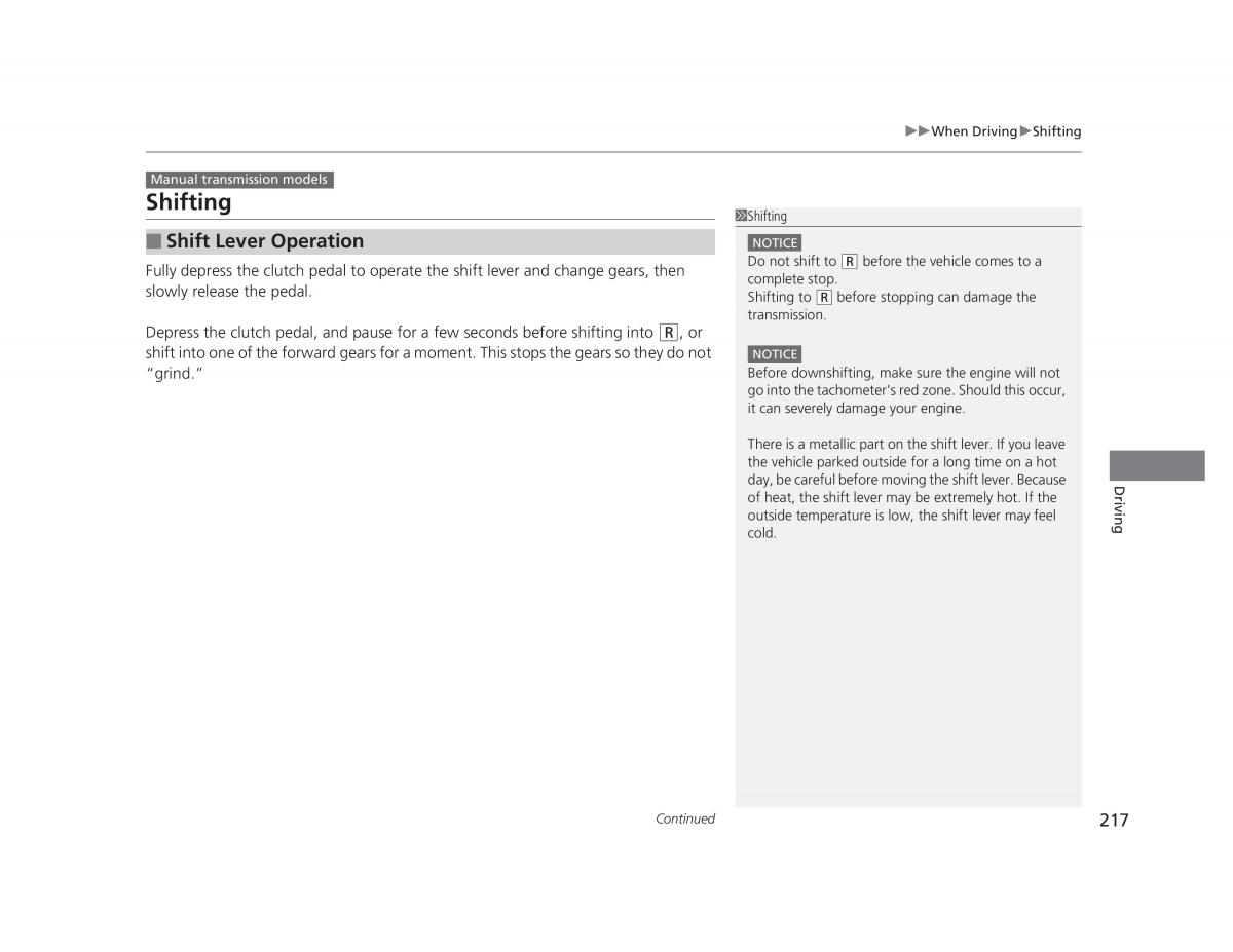 manual  Honda Civic IX 9 owners manual / page 218