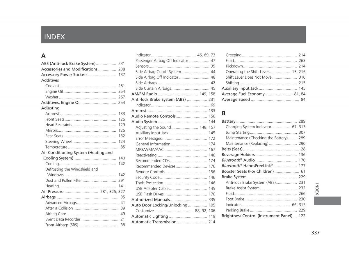 Honda Civic IX 9 owners manual / page 338