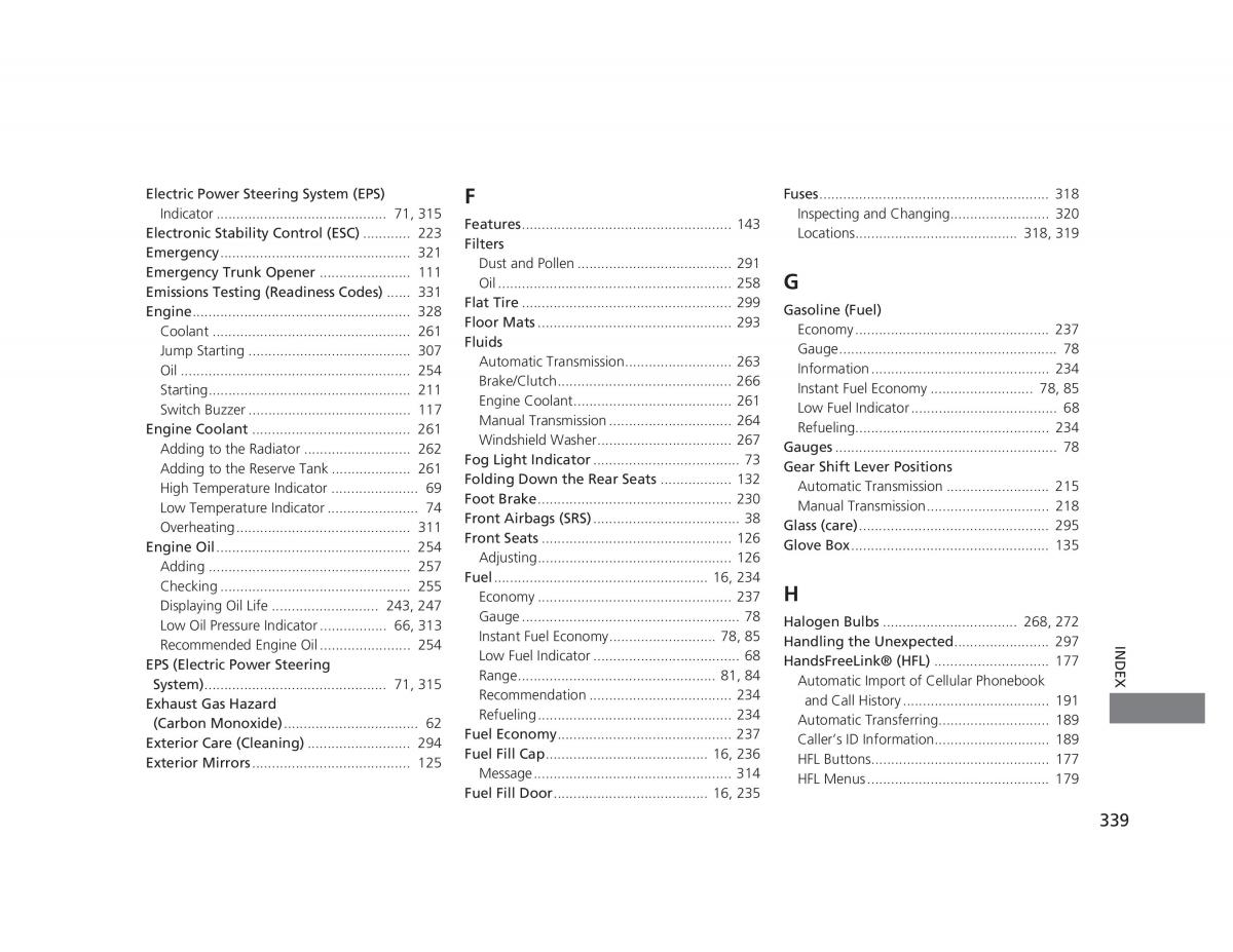 Honda Civic IX 9 owners manual / page 340