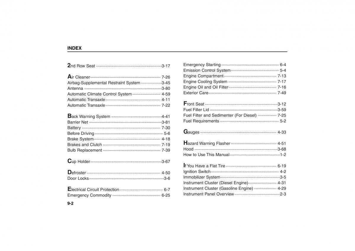 KIA Carens II 2 owners manual / page 276