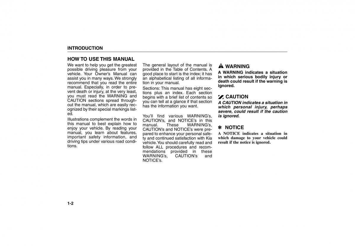 KIA Carens II 2 owners manual / page 5