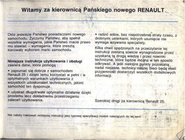 Renault 25 instrukcja obslugi / page 3