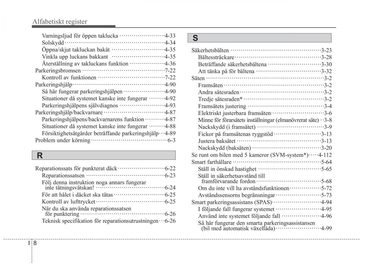KIA Sorento II 2 instruktionsbok / page 12