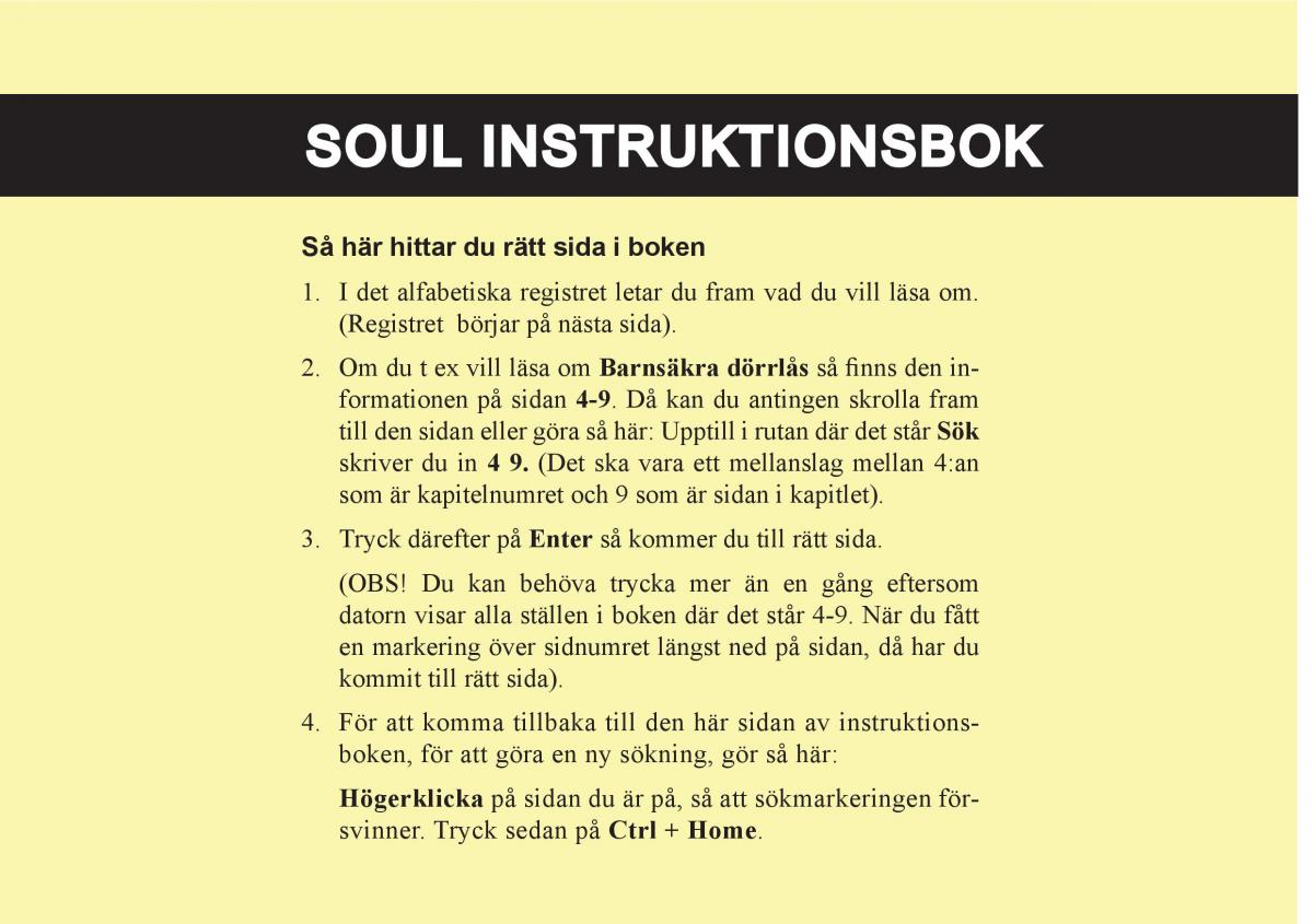 KIA Soul I 1 instruktionsbok / page 1